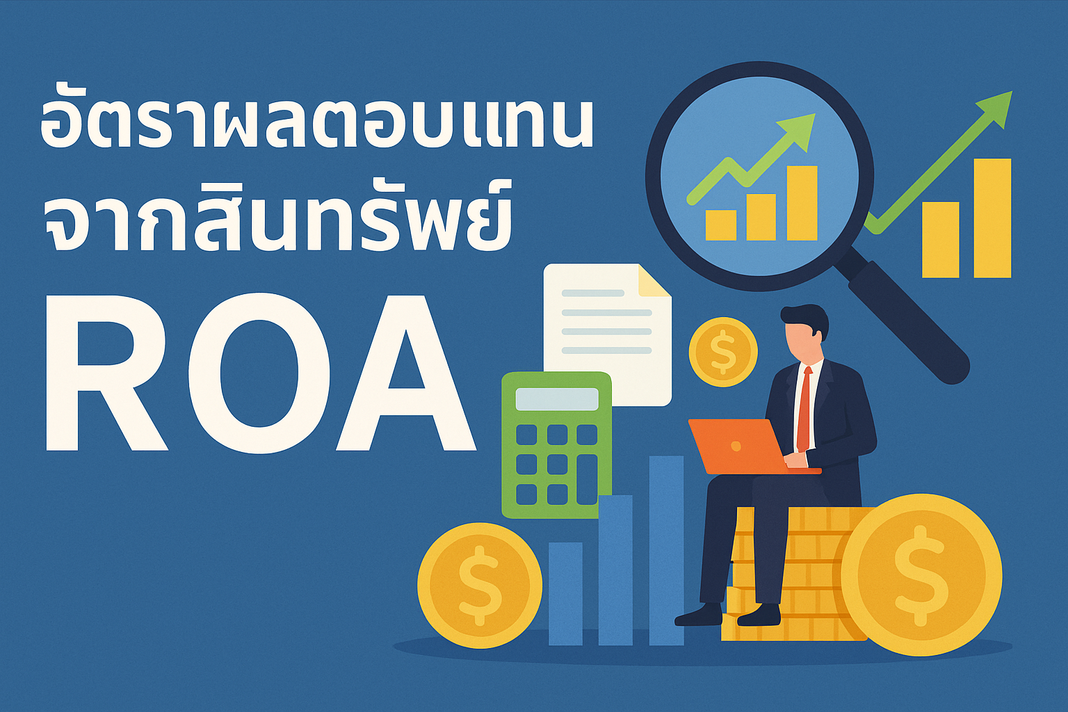 อัตราผลตอบแทนจากสินทรัพย์ คืออะไร บริการแนะนำวัดความสามารถในการทำกำไรของธุรกิจ พร้อมยกตัวอย่างให้เห็นภาพชัดว่า ROA ใช้วิเคราะห์อะไรได้บ้าง และช่วยนักลงทุนอย่างเรายังไง